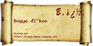 Bogye Ákos névjegykártya